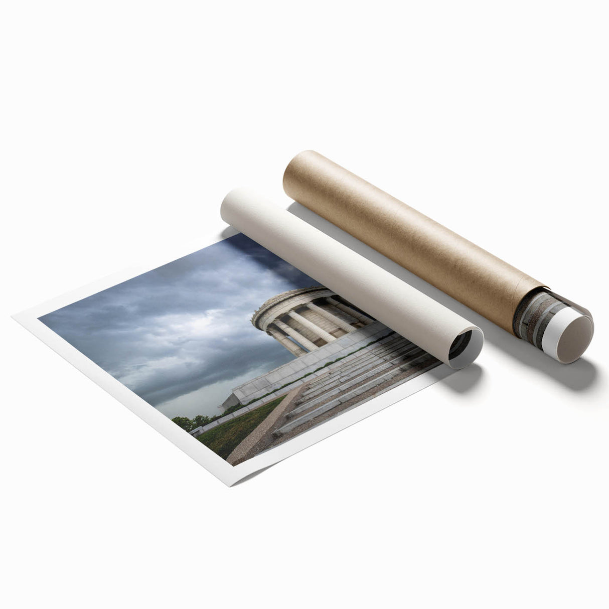 Extra large rolled print of Indiana scenery with lush greenery and floral elements, suitable for classy bathroom wall art.