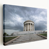 Large canvas print of a serene Indiana landscape in muted green and blue tones, suitable for kitchen wall art.
