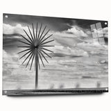 Acrylic print of a large abstract depiction of Iowa scenery, using cool blue and green tones.