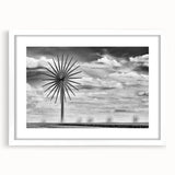 Abstract art print of Iowa scenery in muted earth tones on a white framed canvas, suitable for dining room decor.