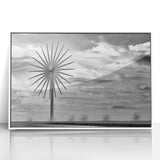 Art deco poster of Iowa scenery in muted green and blue tones on framed acrylic, ideal for modern nursery wall art.