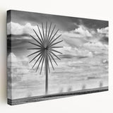 Stretched canvas featuring a serene Iowa landscape in soft green and blue tones, ideal for kitchen wall art.