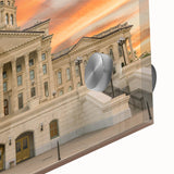 Large abstract wall art featuring a Kansas scenery in muted earth tones on acrylic glass, ideal for dining room ambiance.