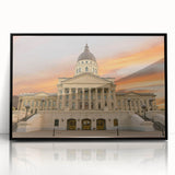 Large abstract wall art depicting a Kansas scenery in black and white tones on a framed acrylic.