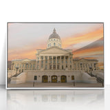 Acrylic print of a minimalist Kansas scenery in muted earth tones, ideal for modern nursery wall decor.