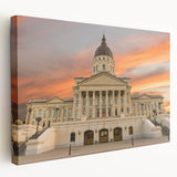 Large canvas print of a Kansas landscape in muted earth tones, suitable for kitchen wall art.