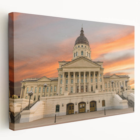 Large canvas print of a Kansas landscape in muted earth tones, suitable for kitchen wall art.