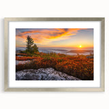Textured abstract art print depicting Kentucky scenery in muted earth tones on a framed silver mat.