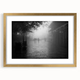 Extra large abstract art print of a New Orleans scene in textured gold frame, ideal for living room decor.