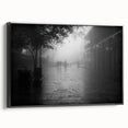 Black and white framed canvas featuring a vintage-style New Orleans landscape, ideal for bedroom wall art.