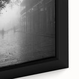 Textured black wall art depicting a colorful New Orleans scene on a framed canvas, ideal for living room decor.