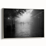 Framed canvas of a vintage New Orleans landscape in colorful tones, ideal for enhancing a living room decor.