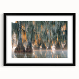 Abstract art print of colorful, textured Louisiana scenery on extra large framed canvas, suitable for living room decor.