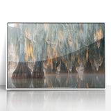 Art deco poster featuring a monochrome Louisiana landscape on white acrylic, ideal for modern nursery wall decor.