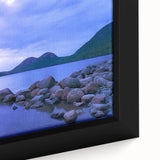 Extra large framed canvas of Acadia, Maine, with textured black and colorful art, ideal for living room decor.