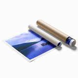 Rolled print of Acadia National Park with lush greenery and ocean view, in muted earth tones.