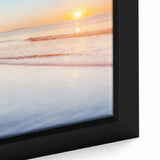 Textured black wall art depicting a Maine scenery in colorful hues on an extra large framed canvas.