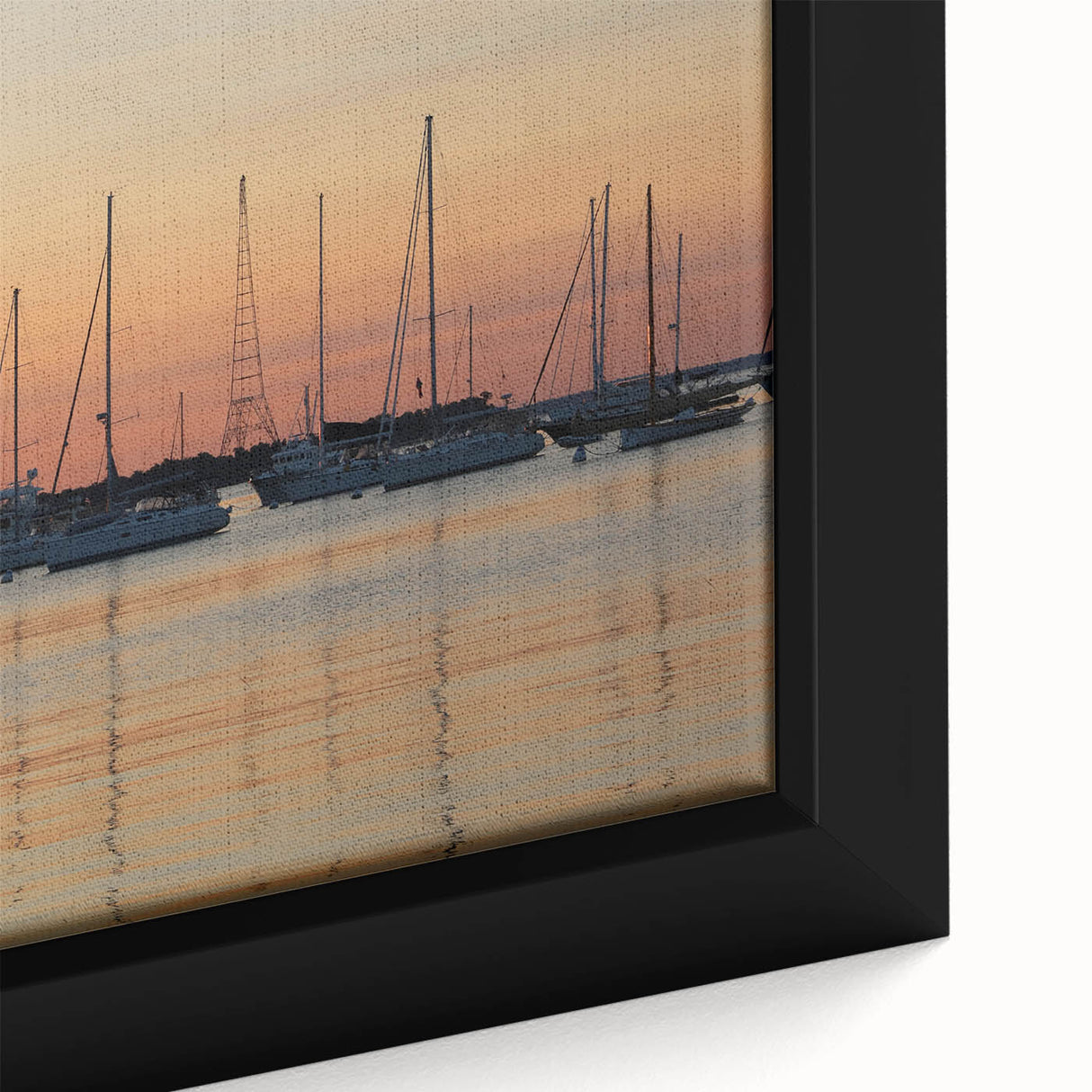 Extra large framed canvas of Annapolis, Maryland, featuring textured, colorful art with black accents.