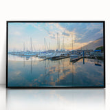 Large abstract wall art depicting Baltimore skyline in muted gray and blue tones on a framed acrylic print.