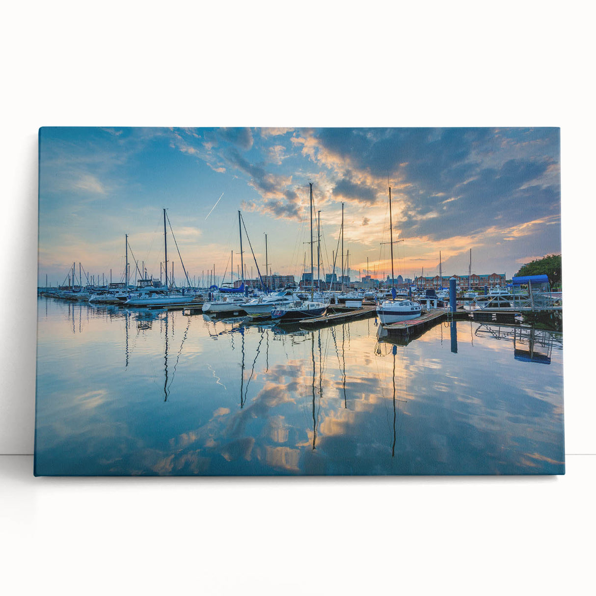 Black and white photo of Baltimore skyline on large stretched canvas, ideal for kitchen wall art or bedroom ambiance.