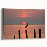 Framed canvas featuring a vintage-style landscape painting of Chesapeake Bay with muted blues and greens.