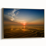 Framed canvas depicting vintage-style Massachusetts Cape landscape in muted gold and black tones, ideal for bedroom wall art.