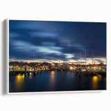 Vintage poster art of Nantucket scenery on a framed canvas with colorful art, ideal for living room decor.