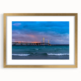 Extra large abstract art print depicting Michigan's Upper Peninsula in textured gold and green tones on a framed canvas.