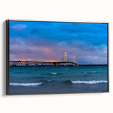 Black and white landscape art of Michigan's Upper Peninsula on a framed canvas, ideal for bedroom decor.