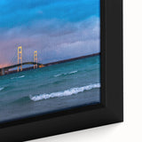 Extra large framed canvas of a textured Michigan Upper Peninsula scenery in black with vibrant colors.