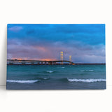 Black and white photo of Michigan's Upper Peninsula on stretched canvas, suitable as large kitchen wall art.