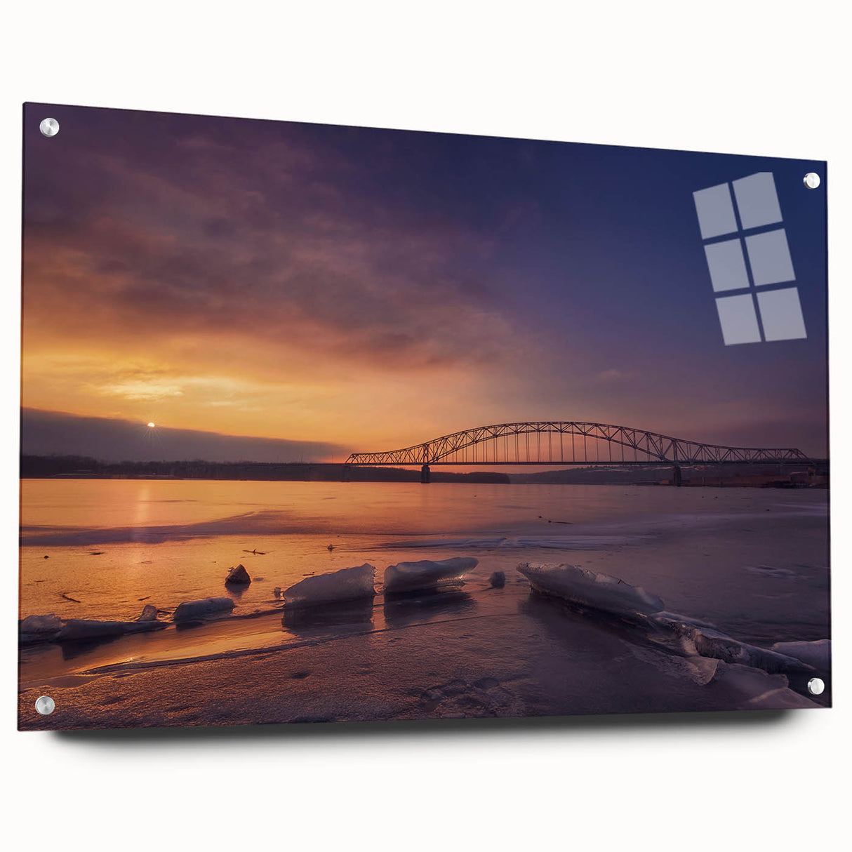Large abstract wall art of Mississippi scenery in muted earth tones on acrylic glass.