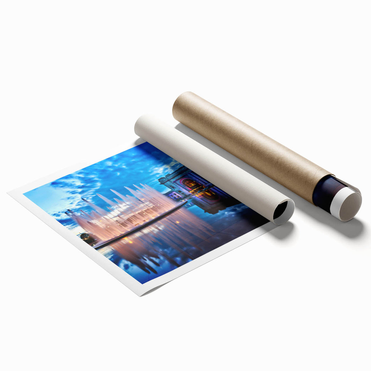 Extra large wall art depicting Kansas City skyline in muted gray tones on rolled canvas, suitable for classy bathroom decor.