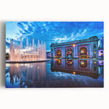 Black and white stretched canvas of Kansas City skyline, ideal for kitchen wall art.