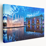 Panoramic view of Kansas City skyline in muted tones on a large stretched canvas, suitable for kitchen wall art.