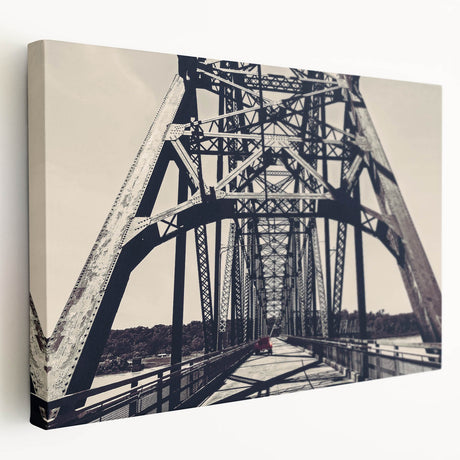 Stretched canvas depicting the St. Louis skyline in muted evening tones, suitable for kitchen wall art.