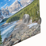 Large abstract wall art depicting Montana's Glacier scenery in muted earth tones on acrylic glass.