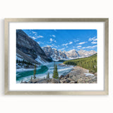 Textured art depicting abstract Montana Glacier in muted earth tones, framed in silver, ideal for bedroom art.