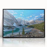 Large abstract wall art of Montana Glacier in muted blue and gray tones on a framed acrylic.