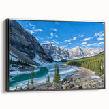Black and white landscape art painting of Montana's Glacier Park on framed canvas, suitable for bedroom decor.