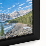 Extra large framed canvas featuring a textured depiction of Montana's Glacier scenery in black with colorful art accents.