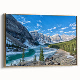 Framed canvas of a vintage-style Montana Glacier landscape in black and gold tones, ideal for bedroom wall art.