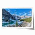 Glacier National Park landscape on a rolled canvas, featuring muted earth tones, ideal for dining room wall art.