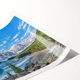 Extra large wall art featuring line art flowers in muted green tones on rolled print, suitable for large living room decor.