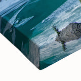 Black and white landscape art painting of Glacier National Park on stretched canvas, suitable for bedroom decor.