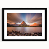 Extra large abstract art print of a colorful Montana landscape, featuring textured details on a framed black mat.