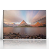 Acrylic print of a serene Montana landscape in soft pastel shades, framed in white, suitable for modern art wall decor.