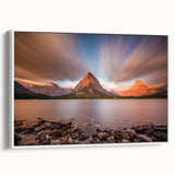 Vintage poster art of Montana scenery on framed canvas, featuring a palette of colorful art.