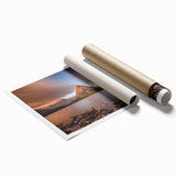 Extra large rolled print of a serene Montana landscape with soft pastel colors, ideal for classy bathroom wall art.