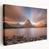 Montana landscape on stretched canvas, featuring vivid green and blue tones, suitable for kitchen wall art.